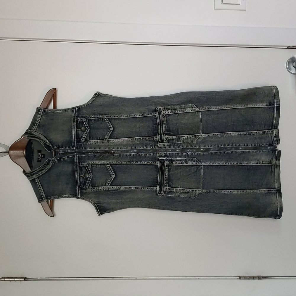 Jean front zip up dress